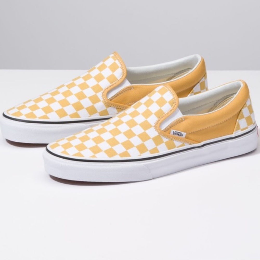 Vans Mustard Yellow Checkered Slip-Ons. Size 7.5 Women’s.